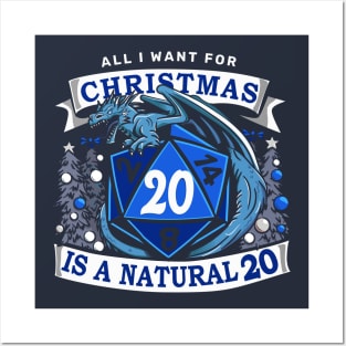 Blue Natural 20 - Christmas Dragon Posters and Art